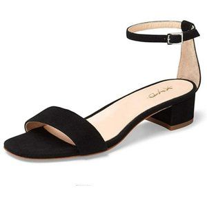 XYD Open Toe Strappy Low Block Heel Sandal Pumps